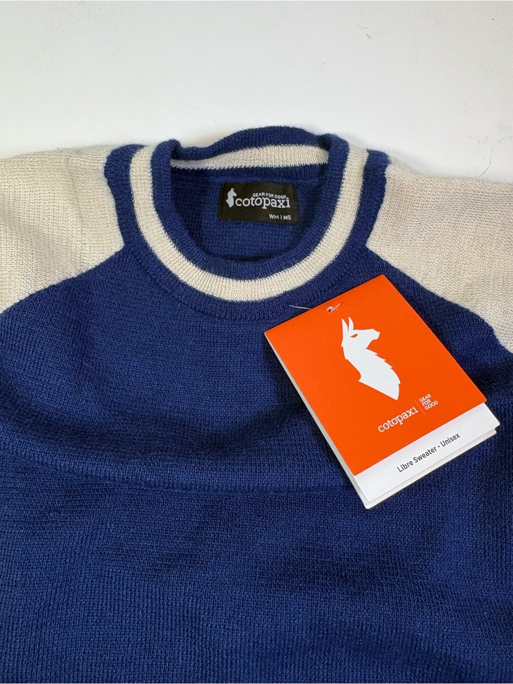 cotopaxi Libre Llama Fiber Crewneck Navy & Cream Sweater - Picture 2 of 8